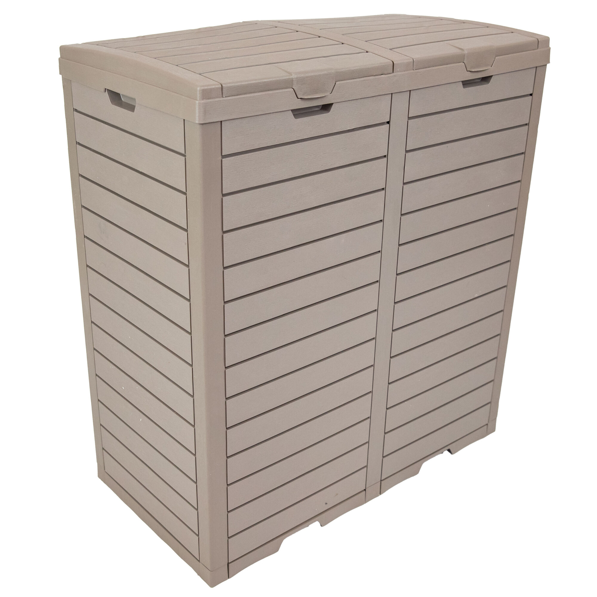 Sunnydaze Decor Outdoor Double Trash Can — 78 Gallons, Polypropylene Resin, Light Gray, Model# TST-6351